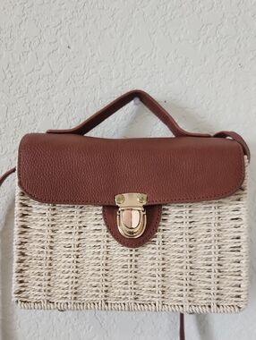 Primark Brown and Cream Woven Crossbody Bag